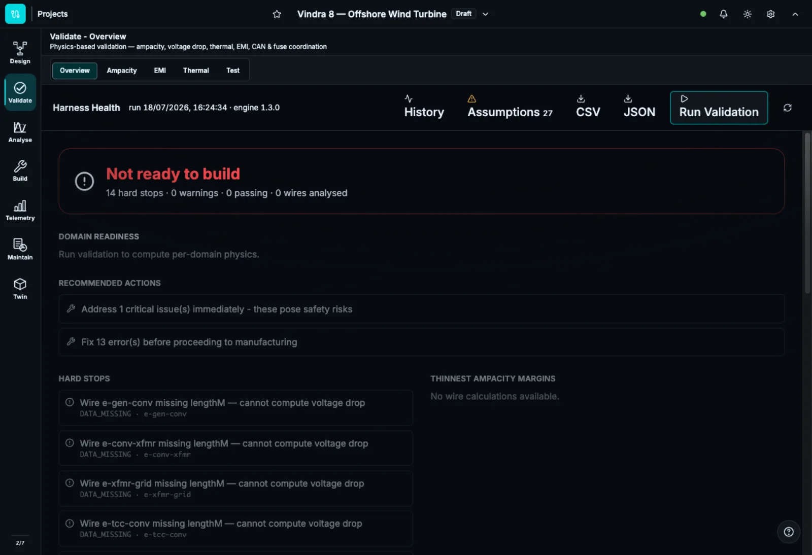 LoomLab Validate — physics-based harness health, hard stops, and domain readiness